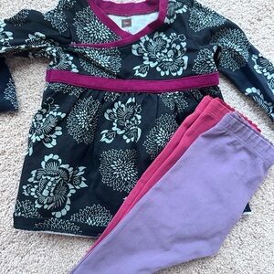 Floral Long Sleeve Dress with Leggings